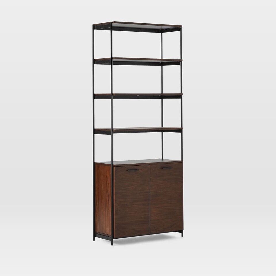 Foundry Wide Bookcase Dark Walnut West Elm UK